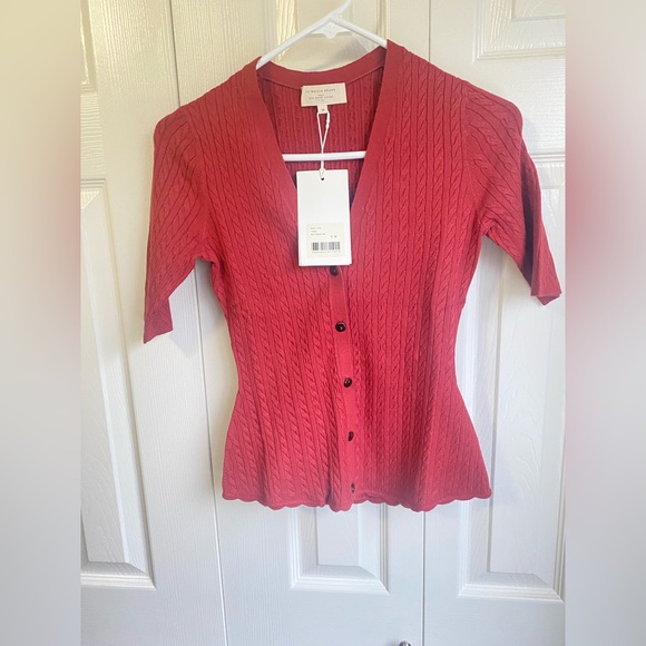 NWT Sezane Pull Lislie Red Cable Knit Jumper Terre - Picture 3 of 9